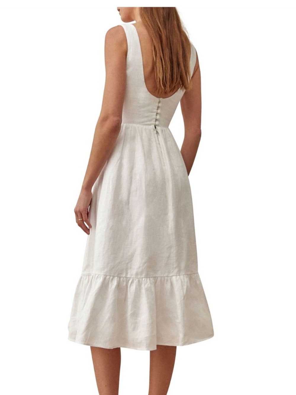 Reformation bucatini linen white midi dress size 8 NWT - Picture 3 of 8